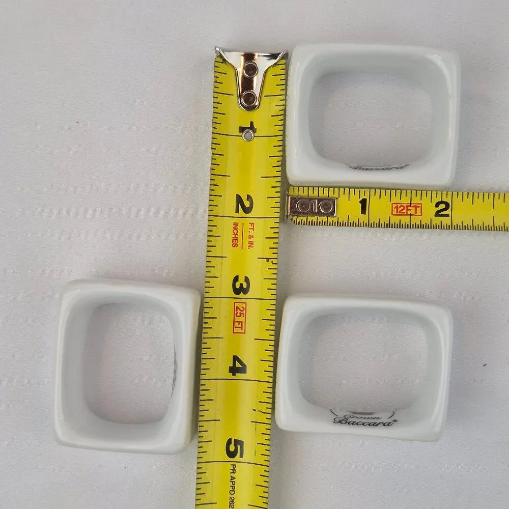 Crown Baccara Napkin Rings Modern Rectangle Porcelain Glossy Finish Set of 7
